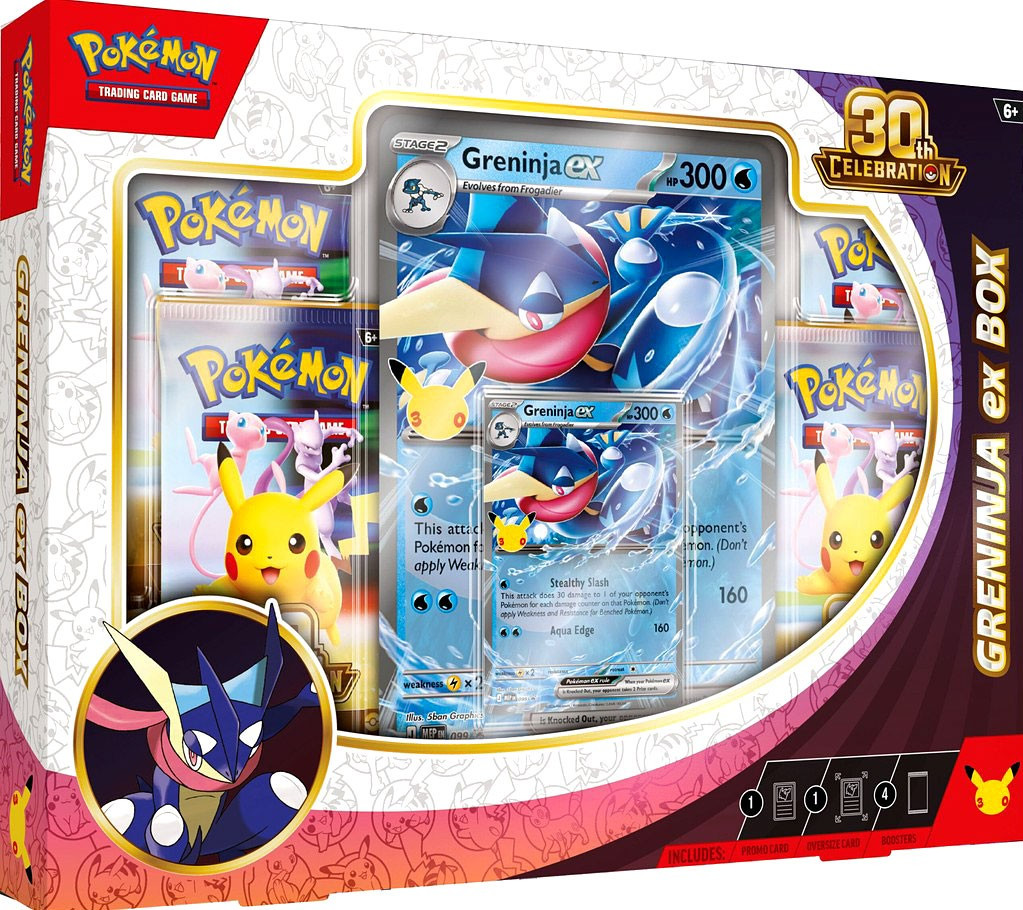Pokemon 30th Anniversary Celebration Greninja ex Box Set 4 Booster Packs, 1 Promo Card & 1 Oversize Promo、ToyWiz、kayou