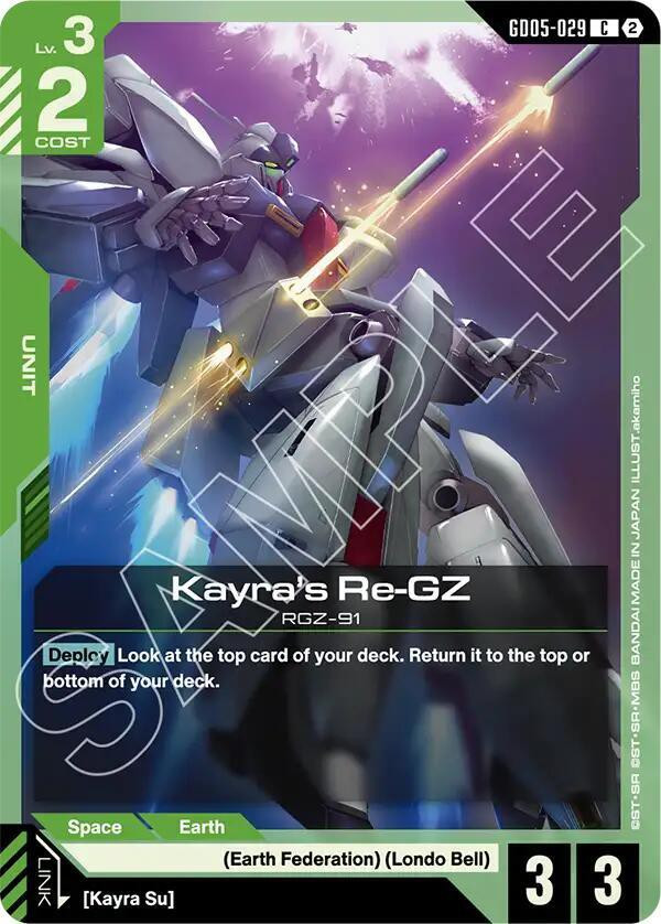 Gundam Trading Card Game Freedom Ascension Common Kayra's Re-GZ GD05-029、ToyWiz、kayou