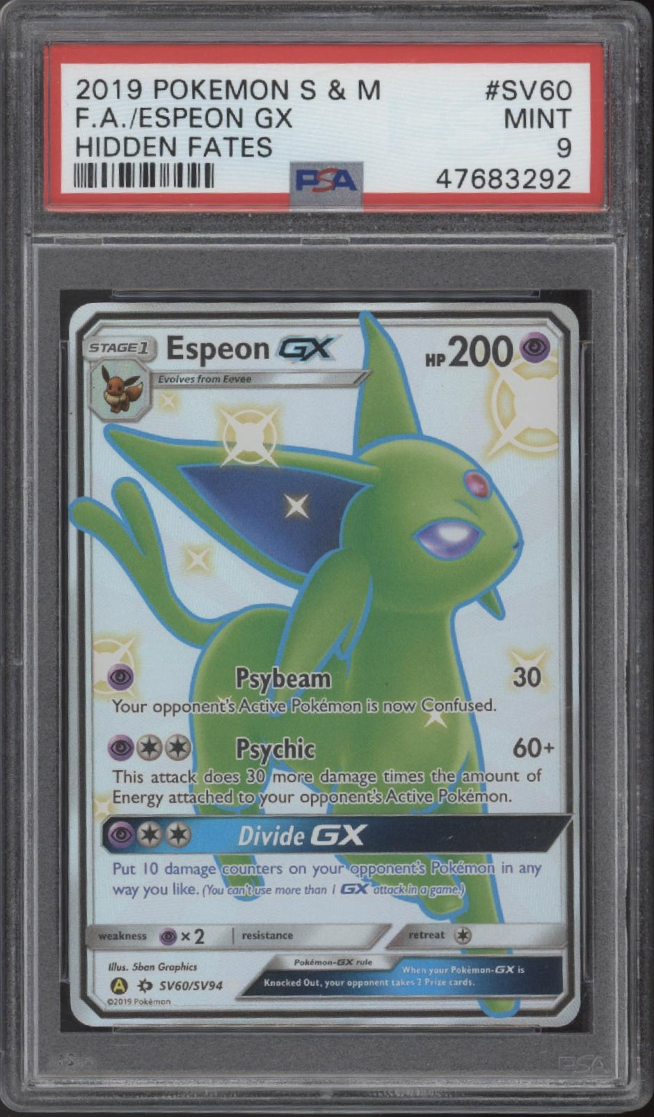 Espeon GX Pokemon Hidden Fates Full Art #SV60 PSA 9 #2、Collector Store LLC Gaming、kayou