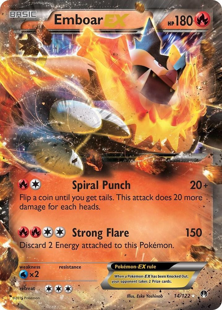Pokemon Trading Card Game XY BREAKpoint Ultra Rare Emboar EX #14 Damage、ToyWiz、kayou