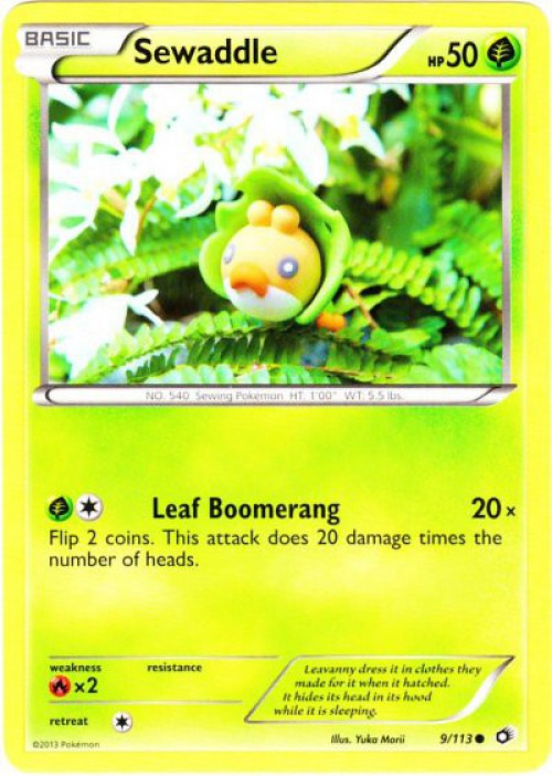 Pokemon Black & White Legendary Treasures Common Sewaddle #9 Reverse Holo、ToyWiz、kayou
