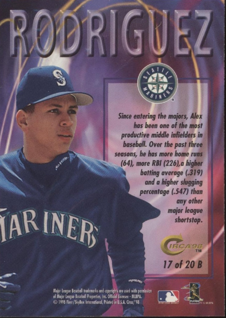 Alex Rodriguez 1998 Fleer Thunder Boss #17、Collector Store LLC、kayou