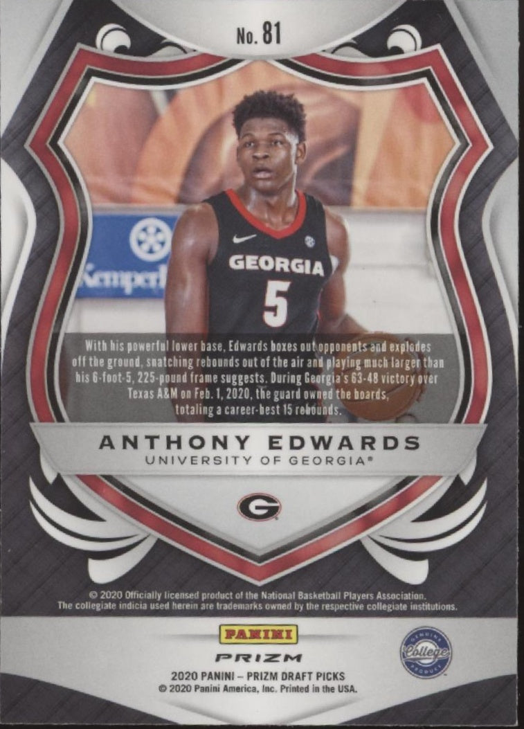 Anthony Edwards 2020 Panini Prizm Draft Picks Crusade Green Prizm RC #81、Collector Store LLC、kayou