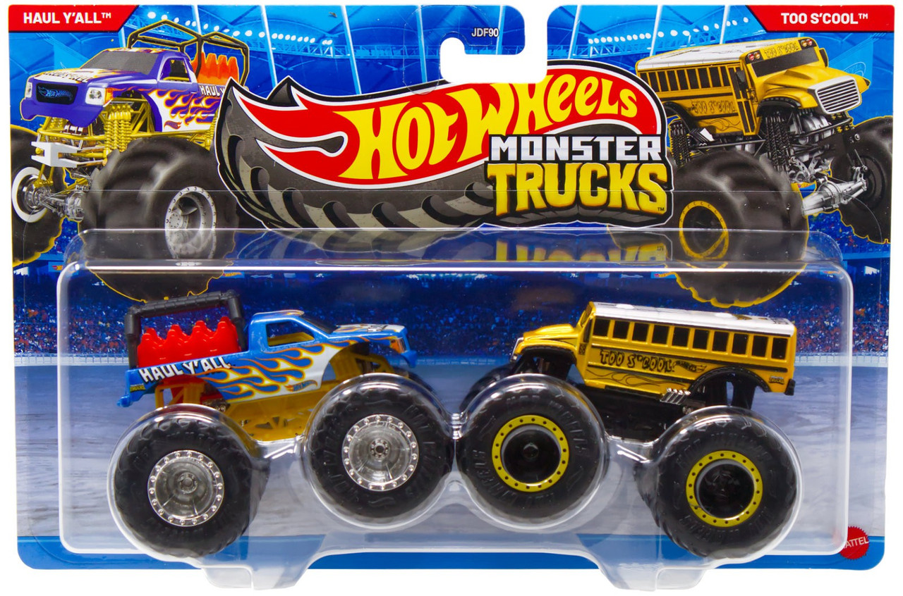 Hot Wheels Monster Trucks Demolition Doubles Haul Y'All & Too S'Cool Diecast Car 2-Pack、ToyWiz、kayou