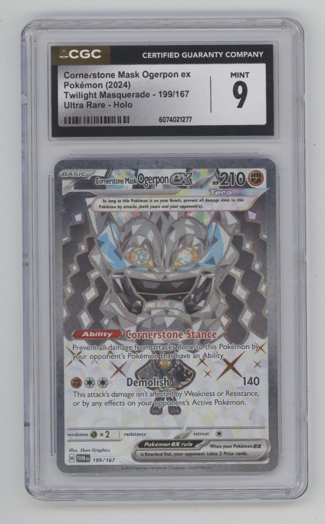 Cornerstone Mask Ogerpon ex Pokemon Twilight Masquerade Ultra Rare Holo CGC 9、Collector Store LLC Gaming、kayou