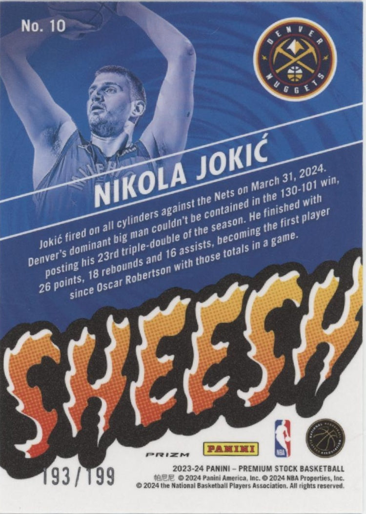 Nikola Jokic 2023-24 Panini Premium Stock Hoops Sheesh Red Seismic Prizm 193/199、Collector Store LLC、kayou