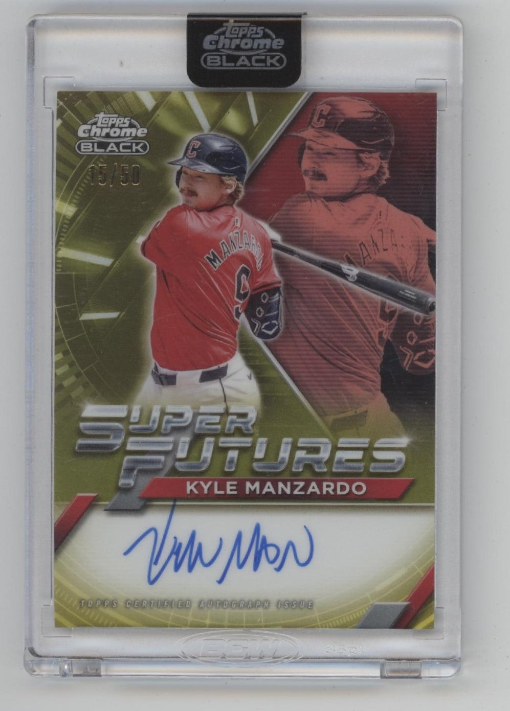 Kyle Manzardo 2025 Topps Chrome Black Super Futures Gold Refractor Auto 15/50、Collector Store LLC、kayou