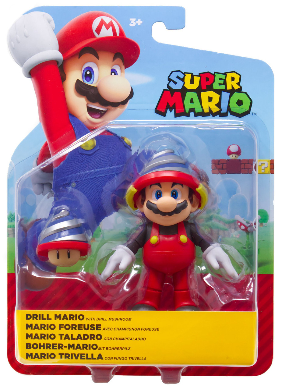 World of Nintendo Super Mario Drill Mario Action Figure with Drill Mushroom、ToyWiz、kayou