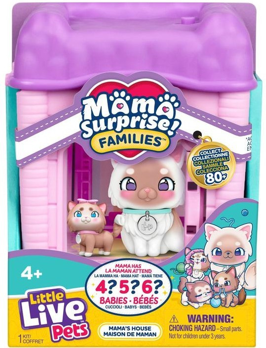 Little Live Pets Mama Surprise! Families Mama's House Ragdoll Cat Family Interactive Toy with 4, 5 OR 6 Babies、ToyWiz、kayou