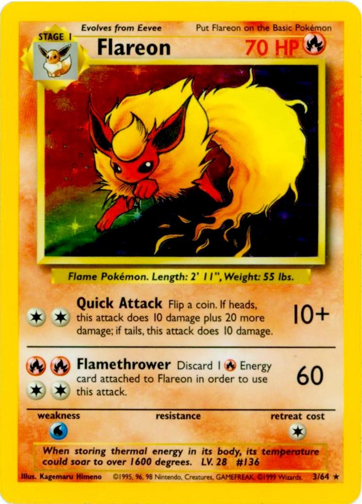 Pokemon Jungle Holo Rare Flareon #3 No Jungle Symbol、ToyWiz、kayou