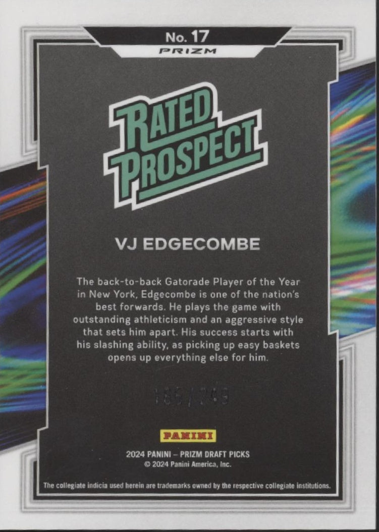 VJ Edgecombe 2024 Prizm Draft Picks Rated Prospect Blue Wave Prizm 165/249 #1、Collector Store LLC、kayou