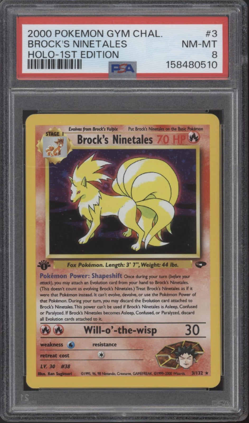 Brock's Ninetales Pokemon Gym Challenge Holo 1st Edition #3 PSA 8、Collector Store LLC Gaming、kayou
