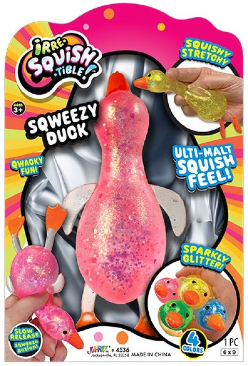 Irre-Squish-Tible! Sqweezy Duck PINK Squishy Toy、ToyWiz、kayou
