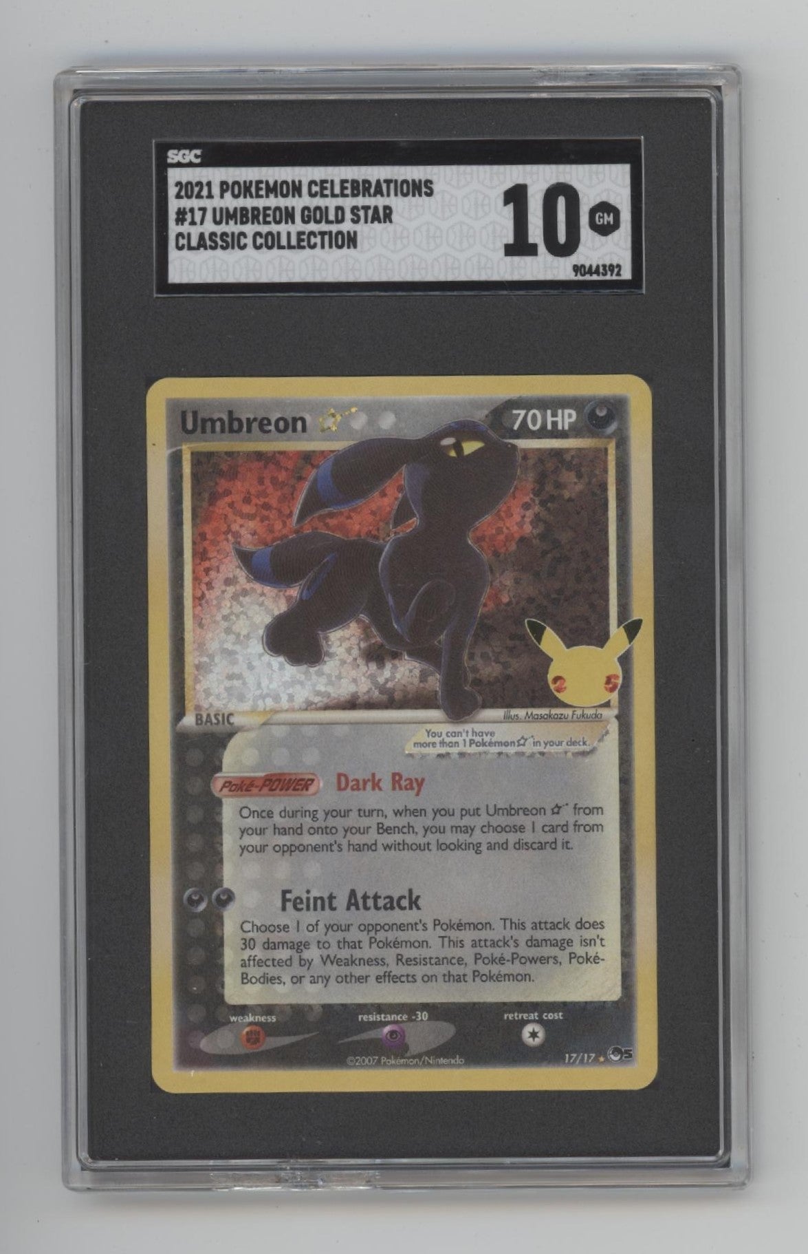 Umbreon Gold Star Pokemon Celebrations Classic Collection #17 SGC 10、Collector Store LLC Gaming、kayou