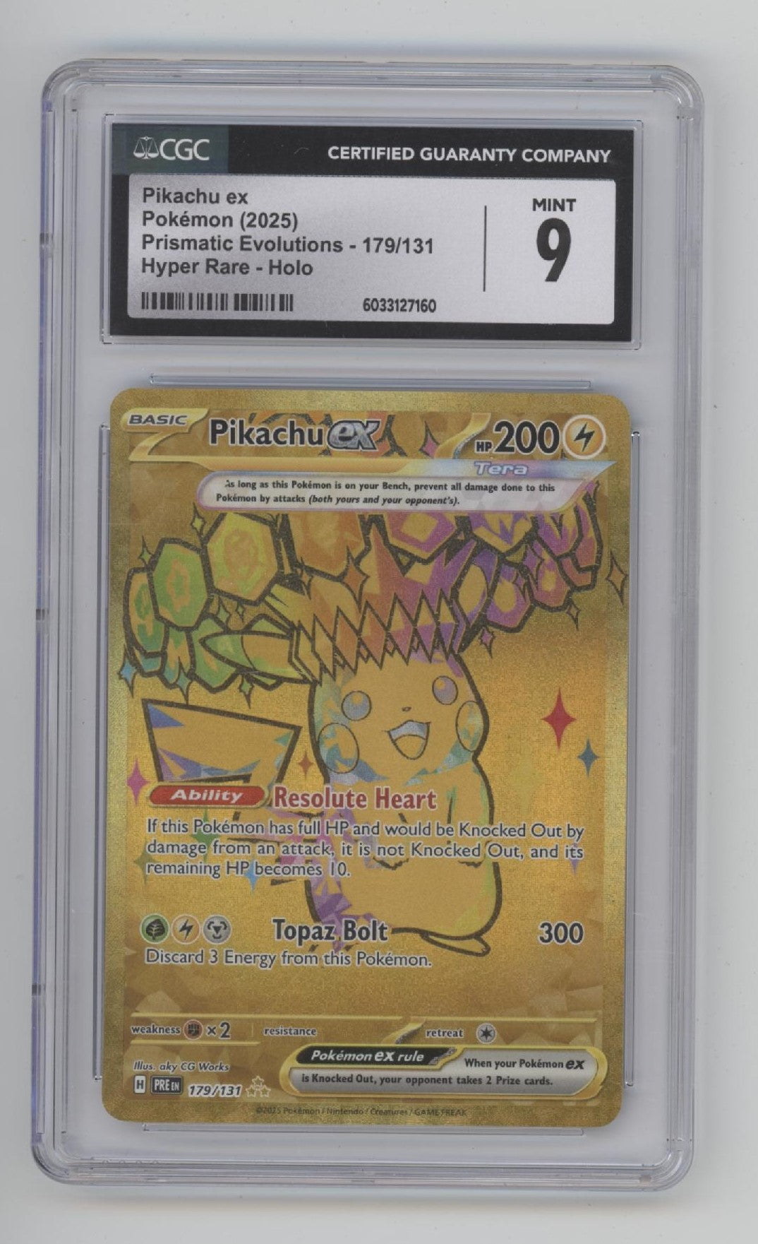 Pikachu ex Pokemon Prismatic Evolutions Hyper Rare Holo #179 CGC 9、Collector Store LLC Gaming、kayou
