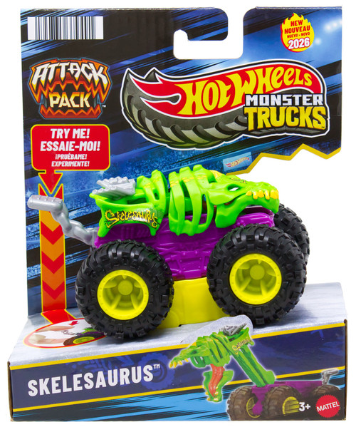 Hot Wheels Monster Trucks Attack Pack Skelesaurus Vehicle、ToyWiz、kayou