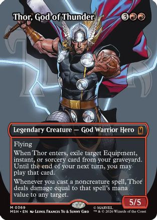 Thor, God of Thunder (Borderless) (0369) (MSH-369) - Marvel Super Heroes Foil、Wizards of the Coast、kayou