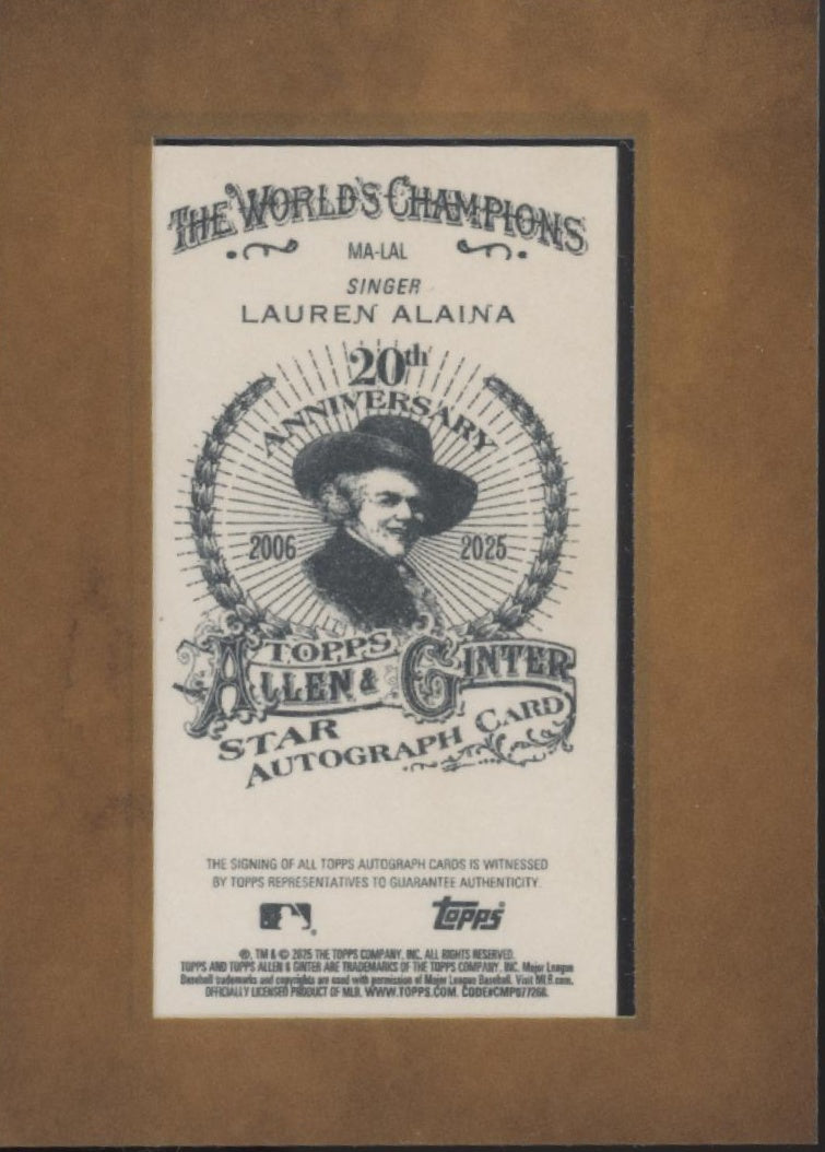 Lauren Alaina 2025 Topps Allen & Ginter Mini Framed Auto #MA-LAL、Collector Store LLC、kayou