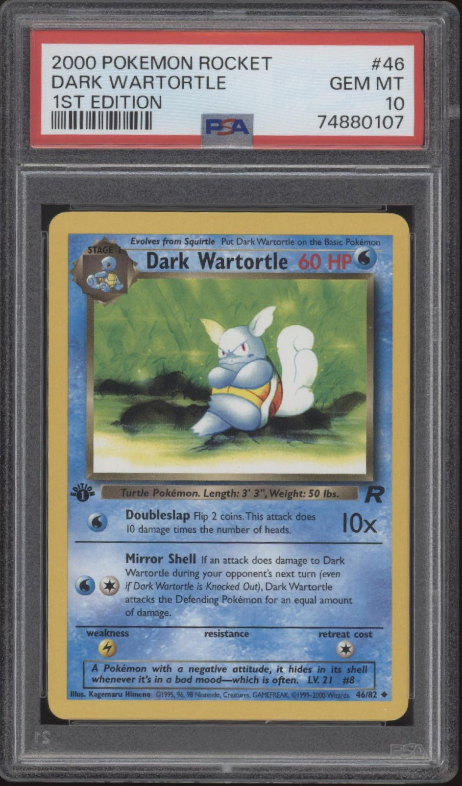 Dark Wartortle Pokemon Team Rocket 1st Edition #46 PSA 10、Collector Store LLC Gaming、kayou