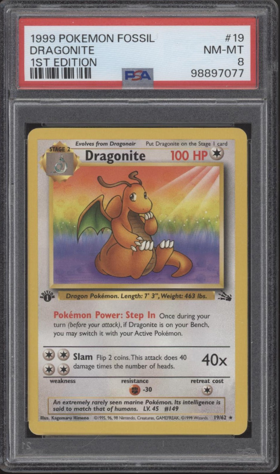 Dragonite Pokemon Fossil 1st Edition #19 PSA 8、Collector Store LLC Gaming、kayou