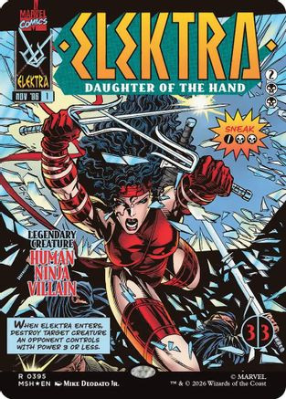 Elektra, Daughter of the Hand (Borderless) (395) (MSH-395) - Marvel Super Heroes、Wizards of the Coast、kayou