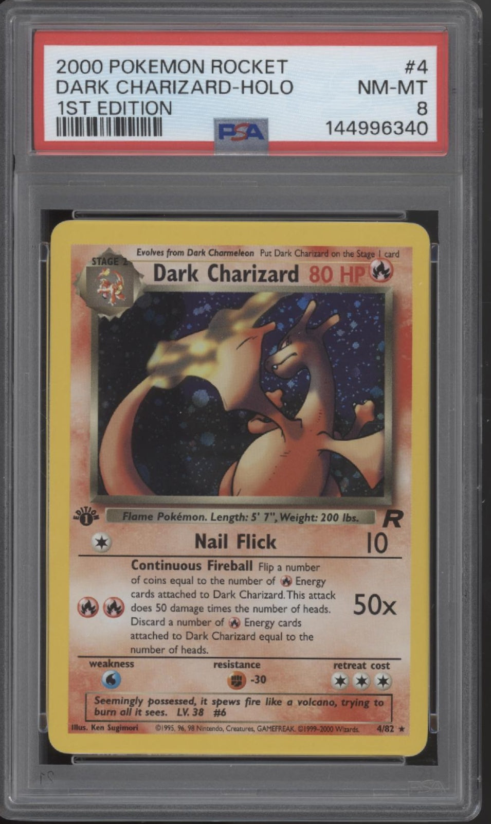 Dark Charizard Pokemon Team Rocket Holo 1st Edition #4 PSA 8、Collector Store LLC Gaming、kayou