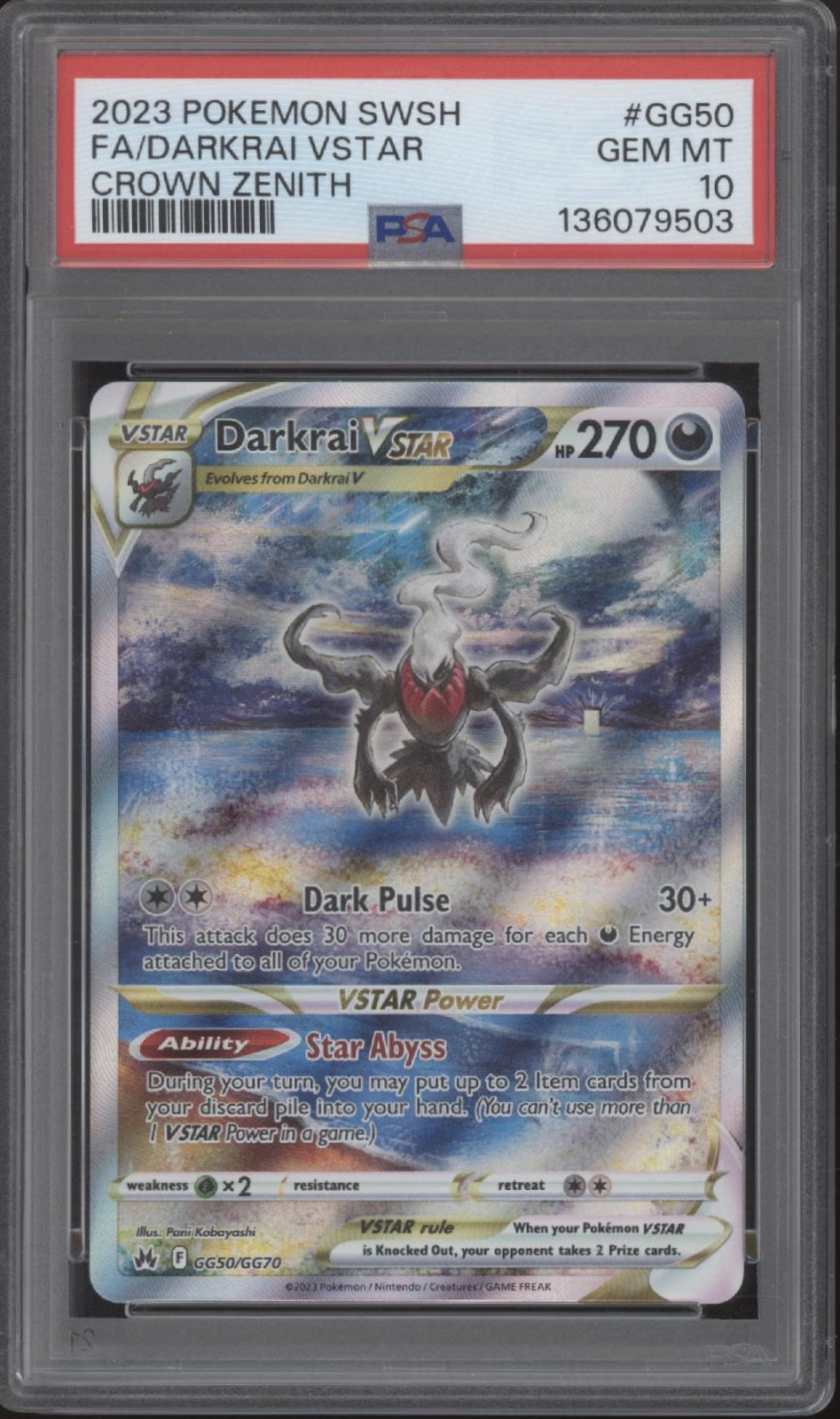 Darkrai VSTAR Pokemon Crown Zenith Full Art #GG50 PSA 10、Collector Store LLC Gaming、kayou