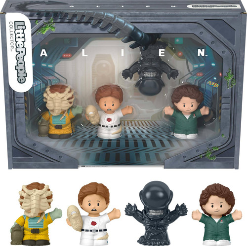 Fisher Price Little People Alien Collector Series Facehugger, Kane & Chestburster, Xenomorph & Ripley Figure 4-Pack Glow in the Dark、ToyWiz、kayou