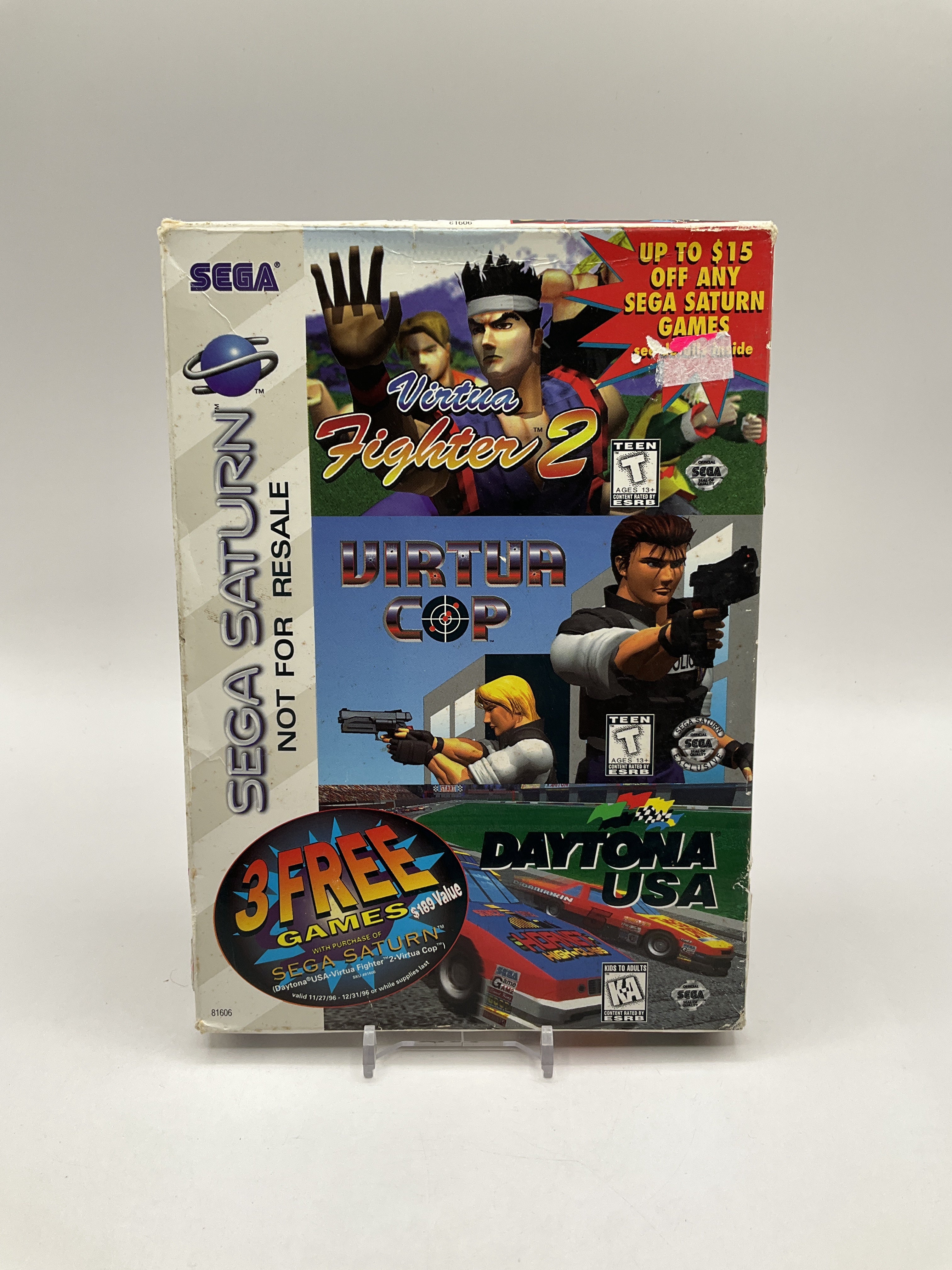 3 Free Game Pack Virtua Cop, Virtua Fighter 2, Daytona USA Sega Saturn Used、Collector Store LLC - VG、kayou