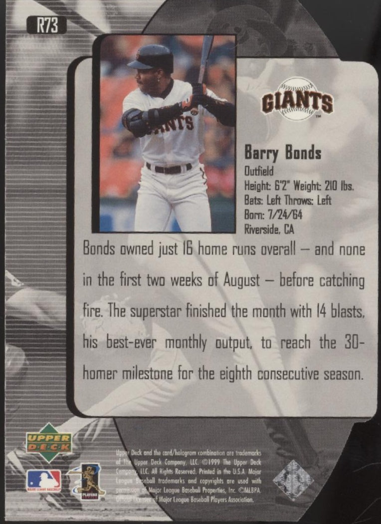 Barry Bonds 1999 Upper Deck Black Diamond Die-Cut #R73、Collector Store LLC、kayou