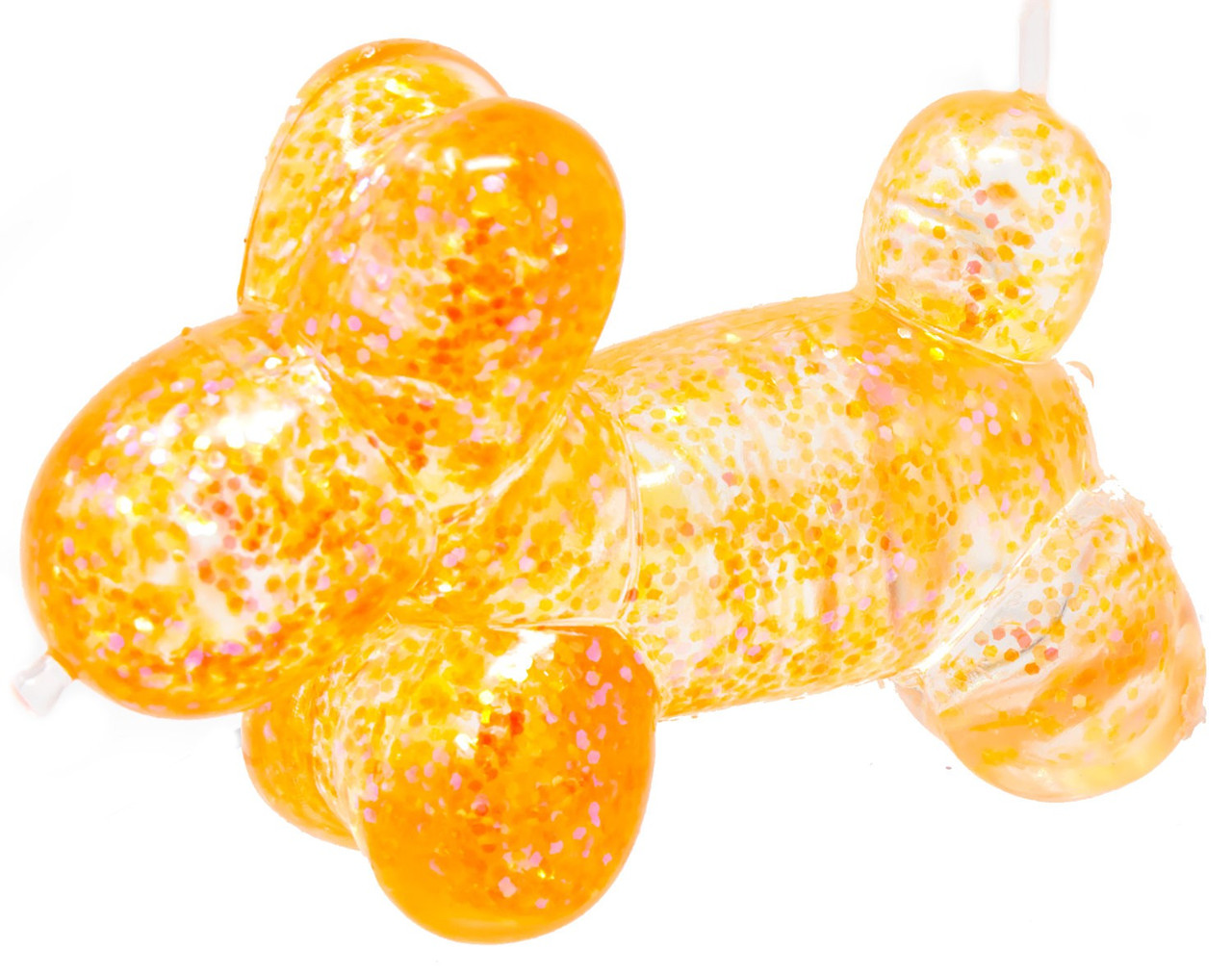 Squish Sparkle Balloon Dog ORANGE 3.5-Inch Squeeze Toy、ToyWiz、kayou