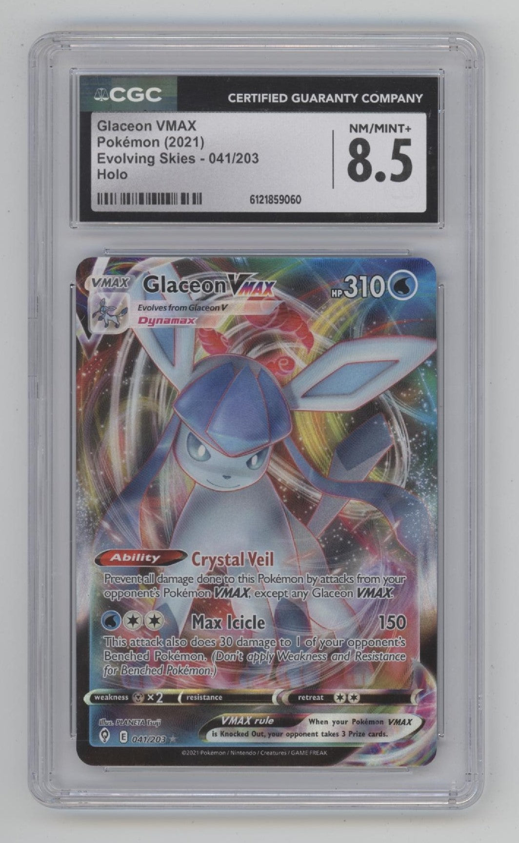Glaceon VMAX Pokemon Evolving Skies Holo #041 CGC 8.5、Collector Store LLC Gaming、kayou