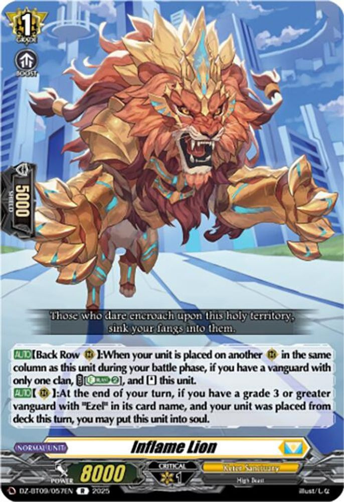 Cardfight Vanguard Trading Card Game Super Brave Detonation Rare Inflame Lion DZ-BT09/057EN、ToyWiz、kayou