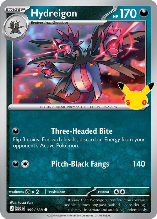 Pokemon Trading Card Game 30th Celebration Common Hydreigon #99、ToyWiz、kayou