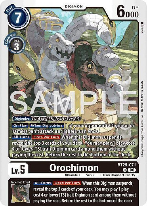Digimon Trading Card Game Dual Revolution Uncommon Orochimon BT25-071、ToyWiz、kayou