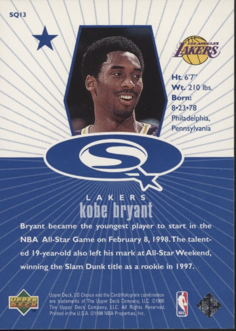 Kobe Bryant 1997-98 Upper Deck Choice Starquest #SQ13、Collector Store LLC、kayou