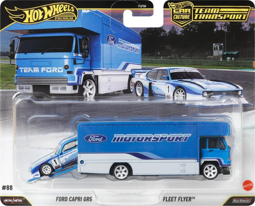Hot Wheels Car Culture Team Transport Ford Capri GR5 & Fleet Flyer Diecast Car、ToyWiz、kayou