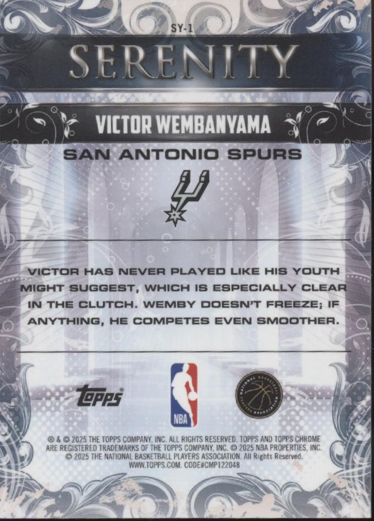 Victor Wembanyama 2025-26 Topps Chrome Serenity #SY-1、Collector Store LLC、kayou