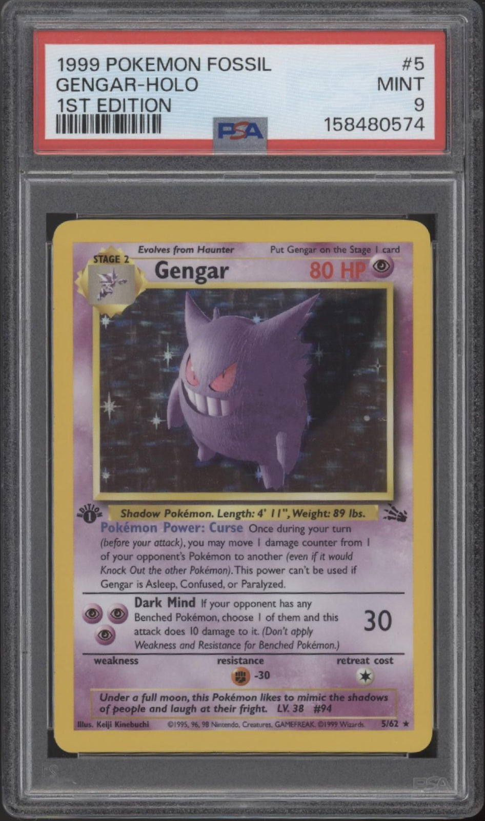 Gengar Pokemon Fossil Holo 1st Edition #5 PSA 9、Collector Store LLC Gaming、kayou