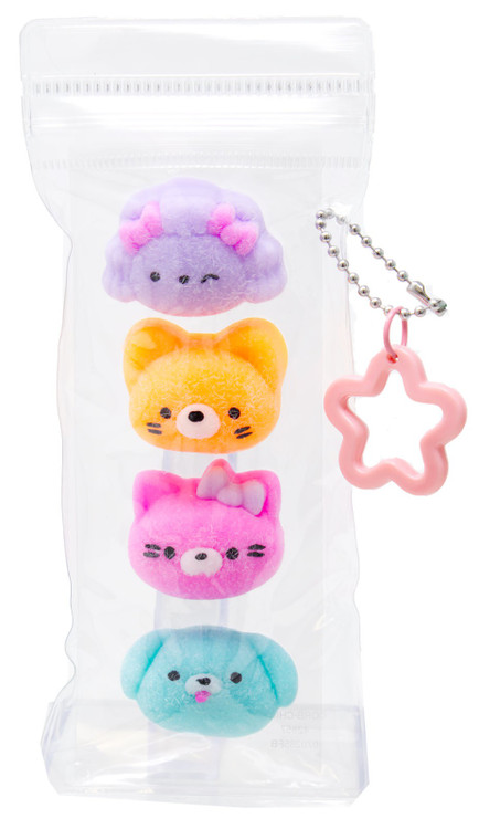 Taba-Licious Teenies Poodle, Fox, Cat & Dog 1.25-Inch Squeeze Toy 4-Pack、ToyWiz、kayou