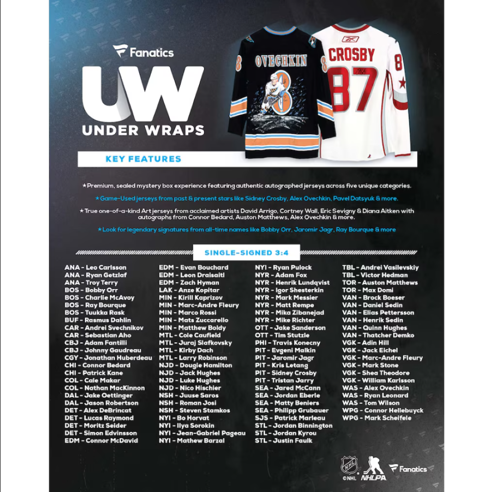 2025 Underwraps Auto Hockey Jersey、Fanatics、kayou