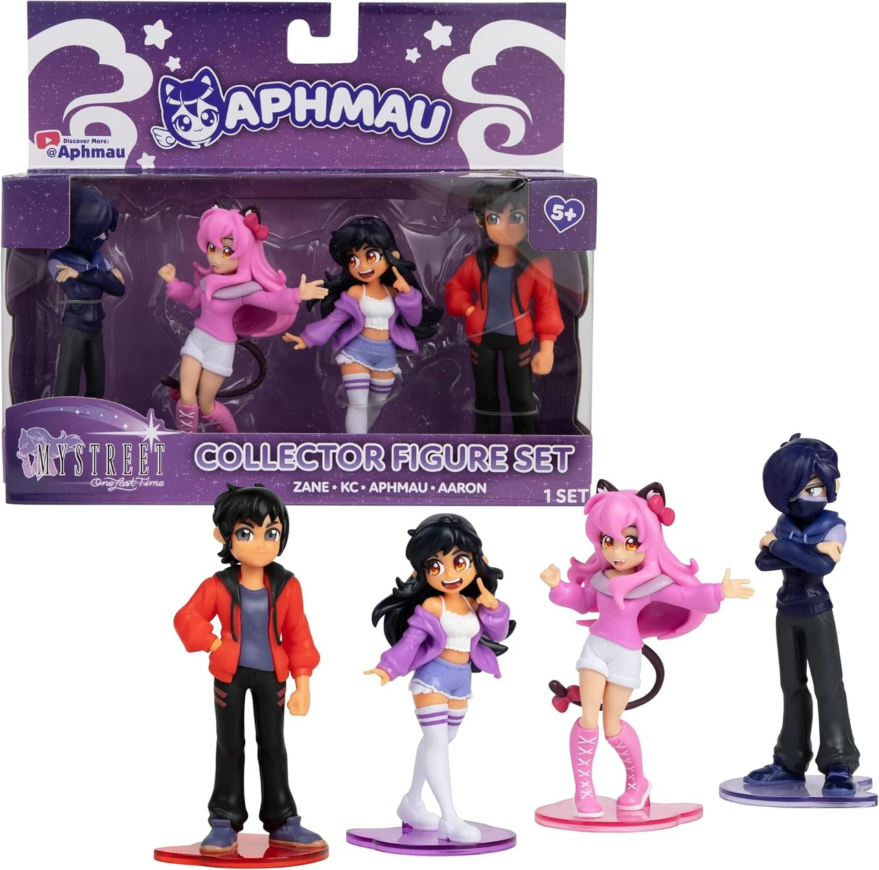 MeeMeows MyStreet Zane, KC, Aphmau & Aaron 4-Inch Collector Figure Set、ToyWiz、kayou