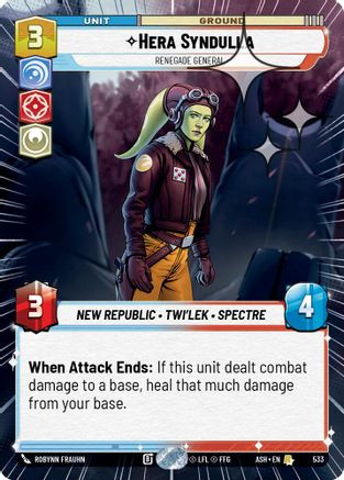 Hera Syndulla - Renegade General (Hyperspace Foil) (533) - Ashes of the Empire Foil、Fantasy Flight Games、kayou