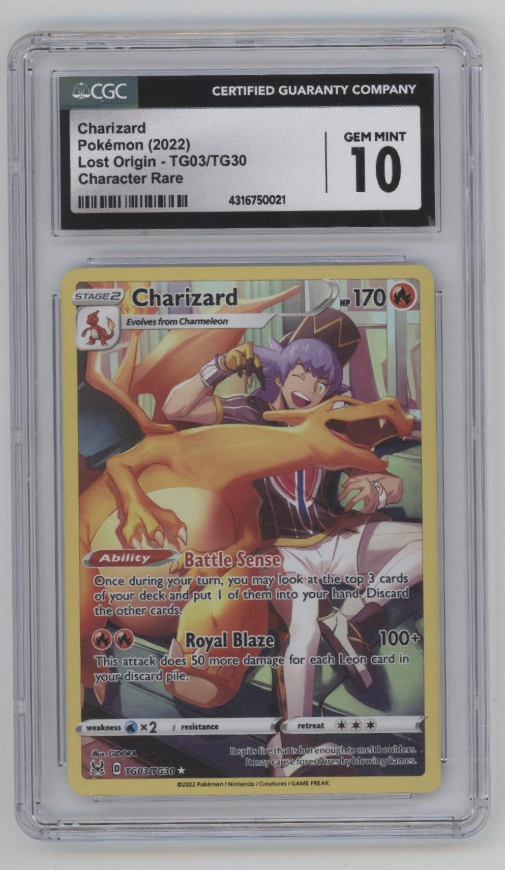 Charizard Pokemon Lost Origin Character Rare #TG03 CGC 10、Collector Store LLC Gaming、kayou