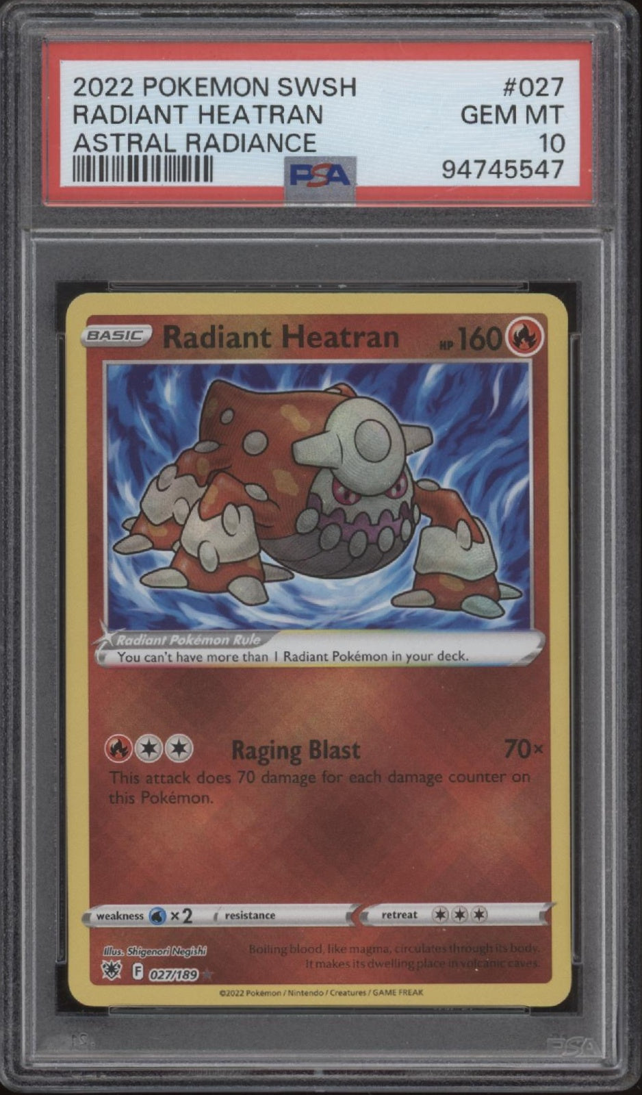 Radiant Heatran Pokemon Astral Radiance #027 PSA 10、Collector Store LLC Gaming、kayou