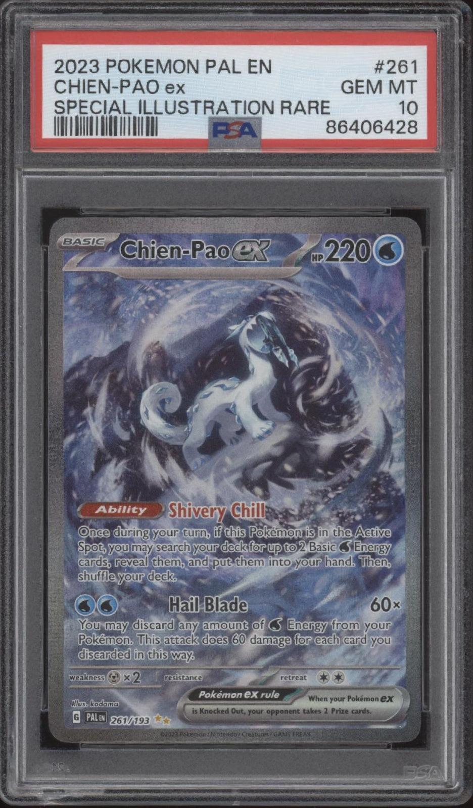 Chien-Pao ex Pokemon Paldea Evolved Special Illustration Rare #261 PSA 10、Collector Store LLC Gaming、kayou