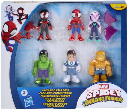 Marvel Spidey & His Amazing Friends Fantastic Pals Pack 3-Inch Mini Figure 6-Pack Spin, Ghost-Spider, Spidey, Hulk, Mr Fantastic & The Thing、ToyWiz、kayou