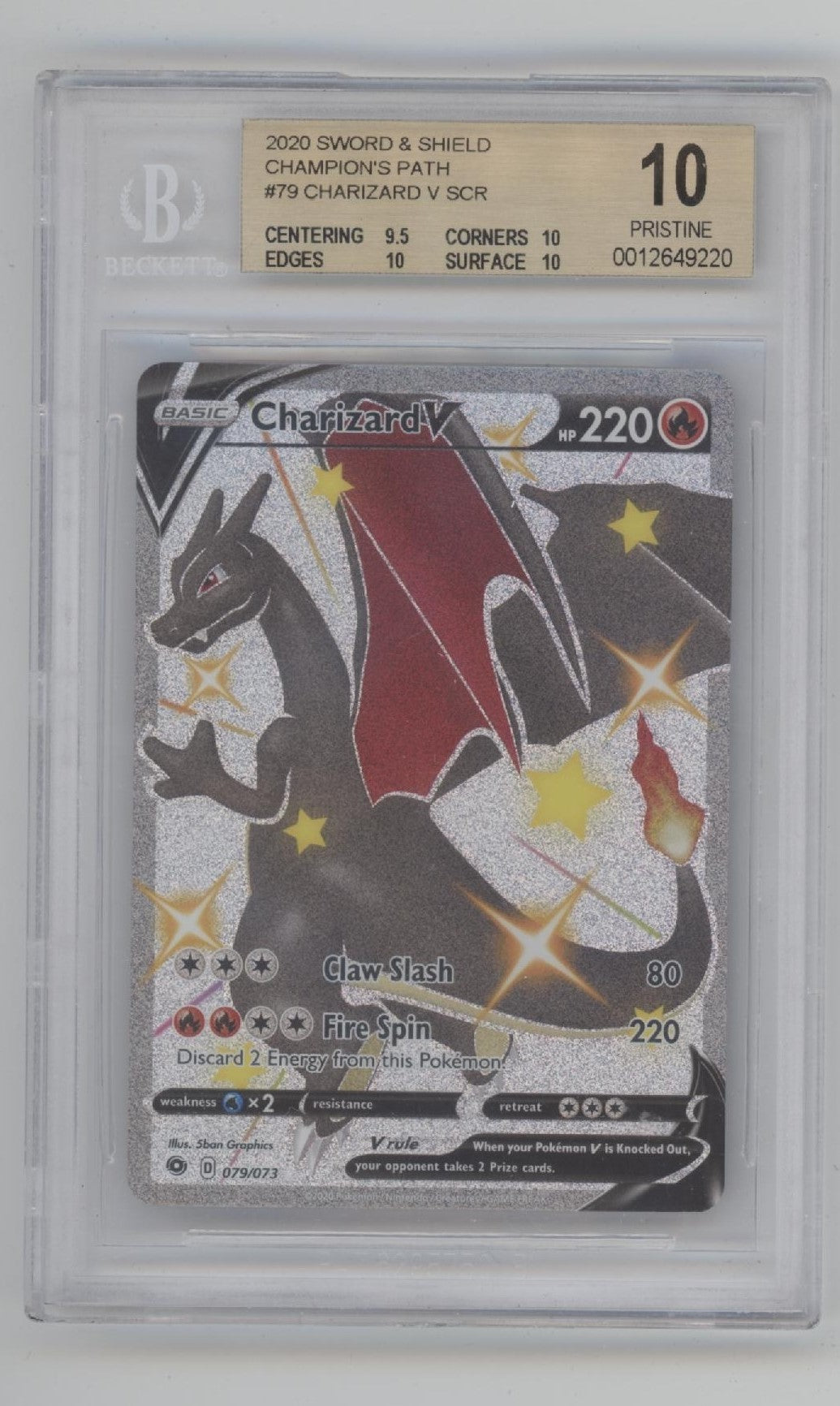 Charizard V Pokemon Champion's Path #79 Beckett 10 Pristine、Collector Store LLC Gaming、kayou