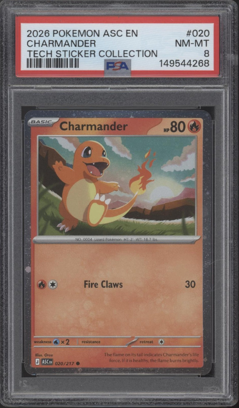 Charmander Pokemon Ascended Heroes Tech Sticker Collection #020 PSA 8 #1、Collector Store LLC Gaming、kayou