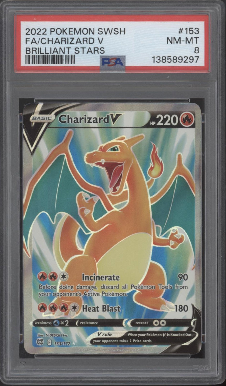 Charizard V Pokemon Brilliant Stars Full Art #153 PSA 8 #2、Collector Store LLC Gaming、kayou